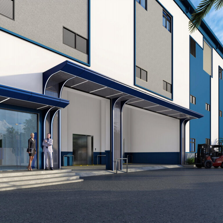 Ảnh 3D mặt trước nhà xưởng Hitech Bình Chiểu